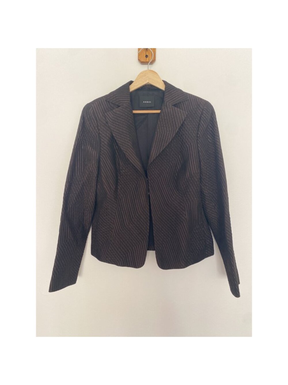 Akris Punto Silk Blend Blazer Jacket Black Brown Textured Embossed